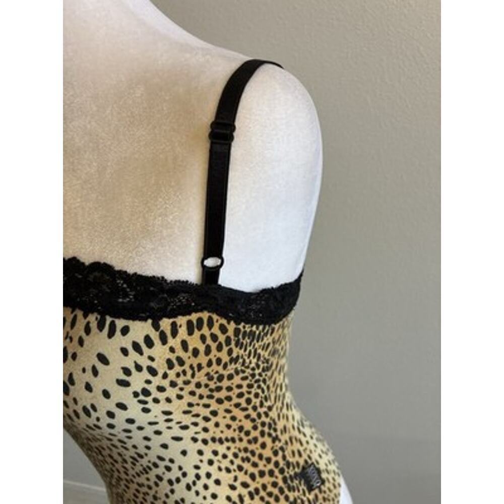 Y2K XOXO Animal Print Lace Trim Cami Top Cheetah Club Mob Wife Brown VTG RARE S - Picture 10 of 16